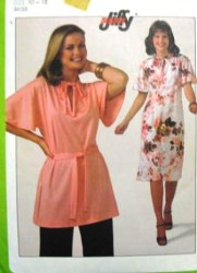 8268 JIFFY PULLOVER DRESS, TUNIC TOP 1977 PATTERN 10-12